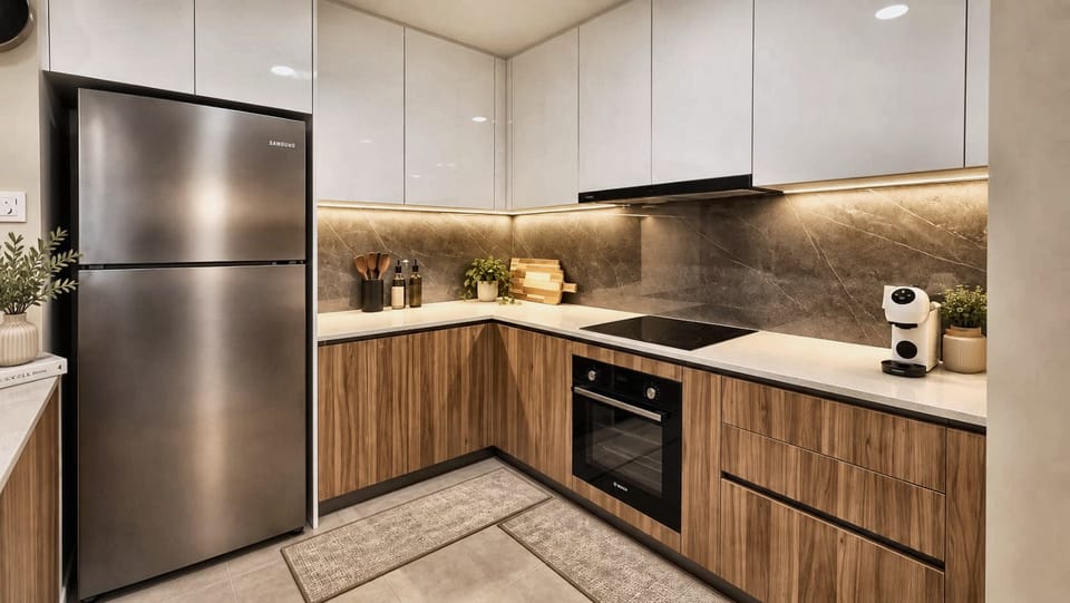 Refined kitchen with timber cabinetry